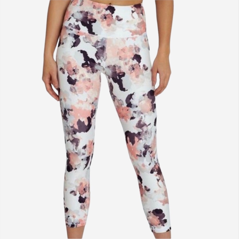 Balance Collection Desert Purple Coral Flower Abstract White Leggings S